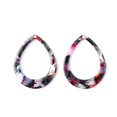 38x29mm Multi Color Acetate Teardrop Ring Pendant - Goody Beads