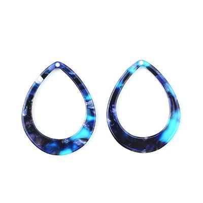 38x29mm Blue Acetate Teardrop Ring Pendant - Goody Beads