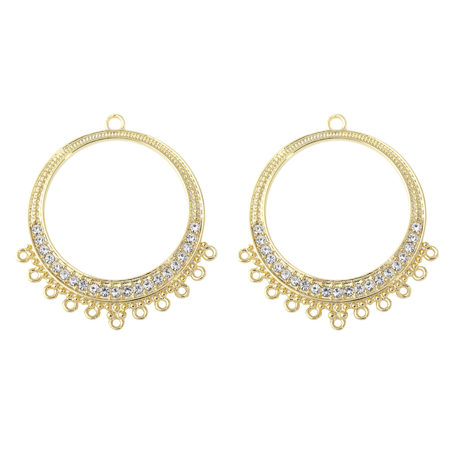 48x44mm Crystal Embellished Multi Loop Hoop Component in Gold Plating from the Glam Collection (1 Pair)