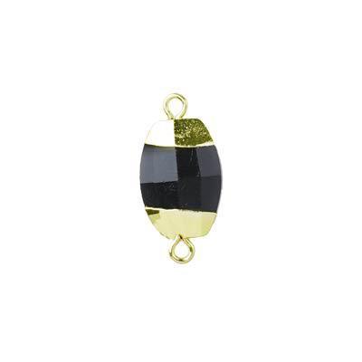 15mm Gold Plated Onyx Faceted Oval Connector - Goody Beads