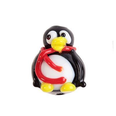 20mm Penguin with Red Scarf Lampwork Beads - Goody Beads