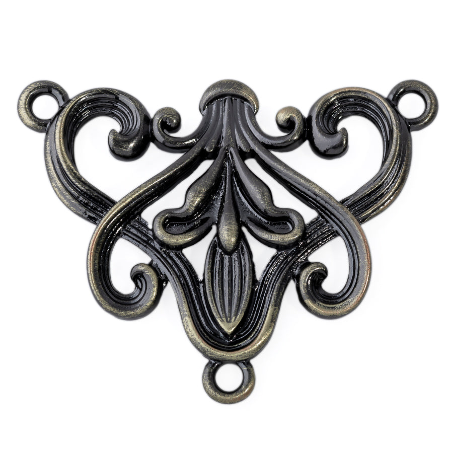 33x41mm Scroll Design Pendant/Connector in Antique Brass Plating from the Global Collection