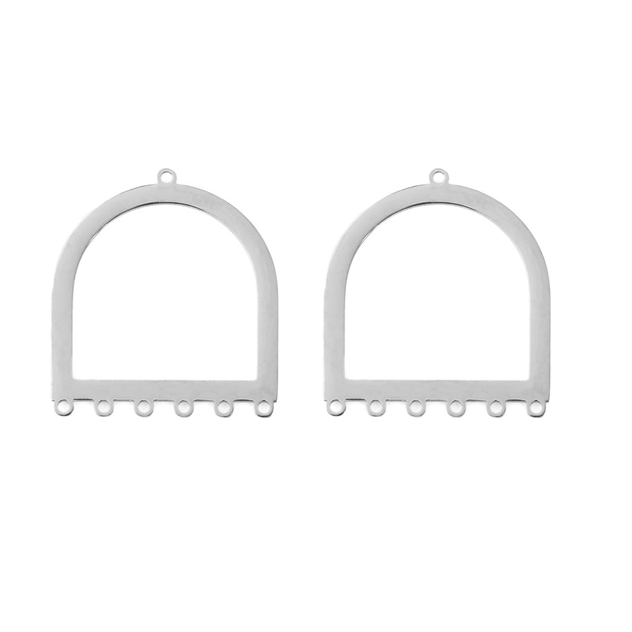 29x26mm Large D-Ring Connector from the Deco Collection - Rhodium Plated Brass (1 Pair)