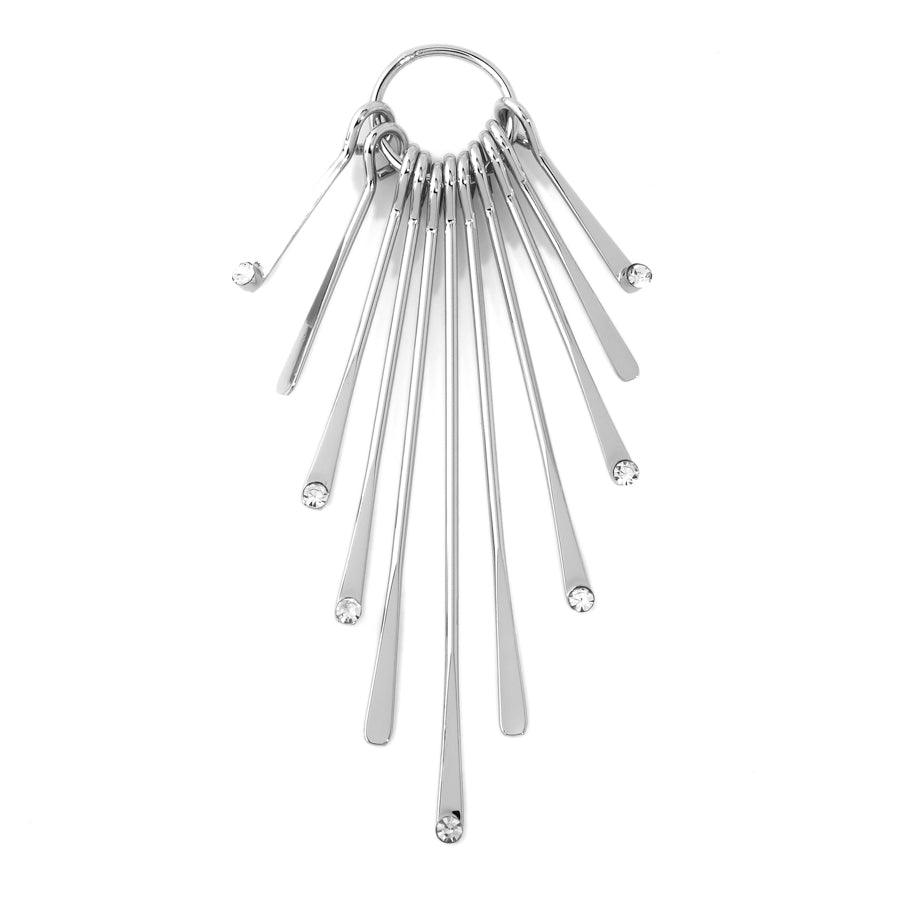 80mm 11 Piece Graduated Paddle Focal with Rhinestone Tips - Rhodium Plated Brass from the Glam Collection