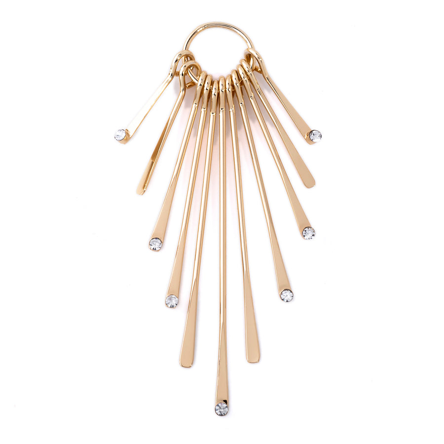 80mm 11 Piece Graduated Paddle Focal with Rhinestone Tips - Gold Plated Brass from the Glam Collection