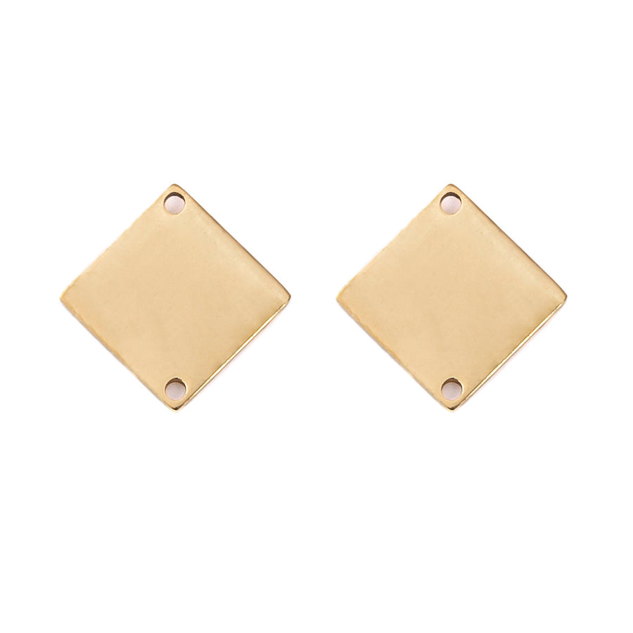 16mm Shiny Diamond Shaped Connector / Component from the Chic Collection - Gold Plated Brass (1 Pair)