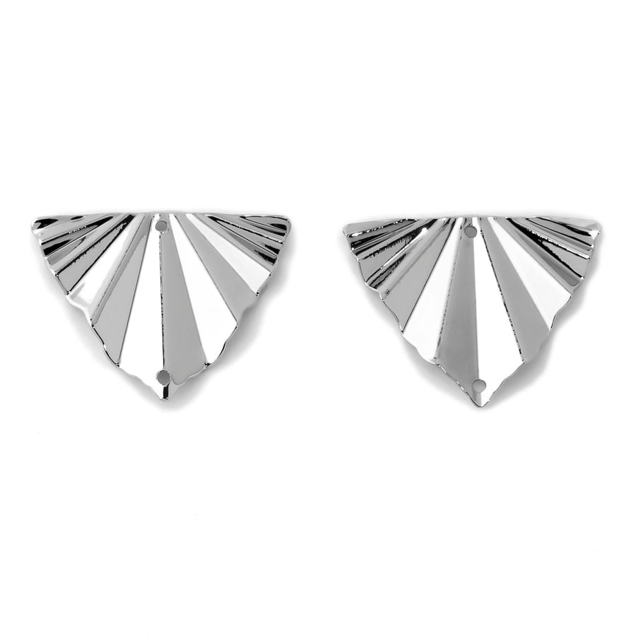29x22mm Crimped Fan Connector from the Deco Collection - Rhodium Plated Brass (1 Pair)