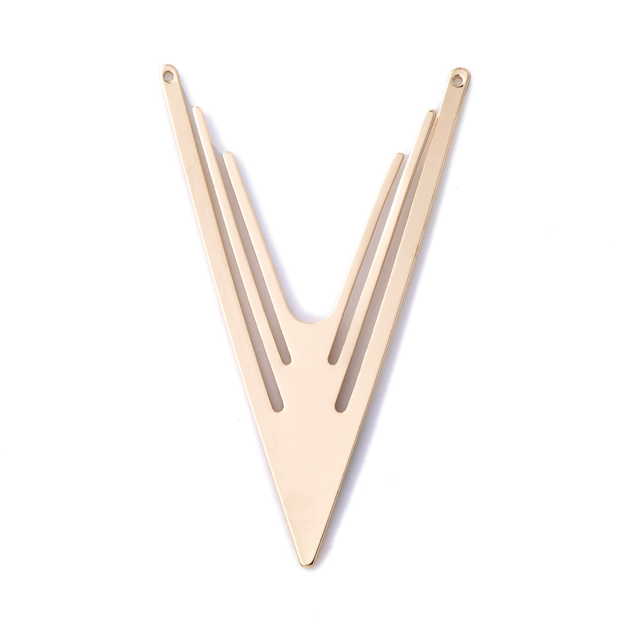 60mm Grande Art Deco 'V' Connector/Pendant from the Deco Collection - Gold Plated Brass