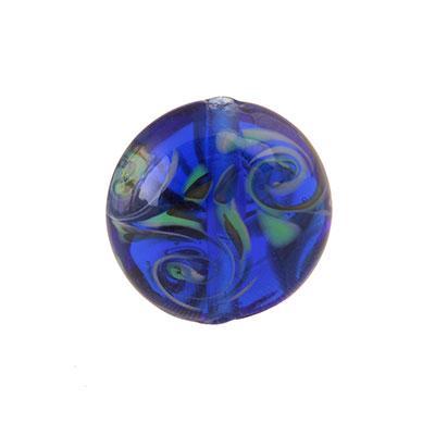 16mm Blue Sand Swirl Disc Lampwork Beads - Goody Beads