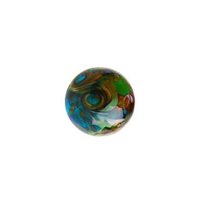 10mm Topaz and Aqua Sand Swirl Round Lampwork Beads - Goody Beads