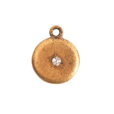 16x13mm 24k Gold Plated Pewter Small Disk Crystal Circle Metal Charm by Nunn Design - Goody Beads