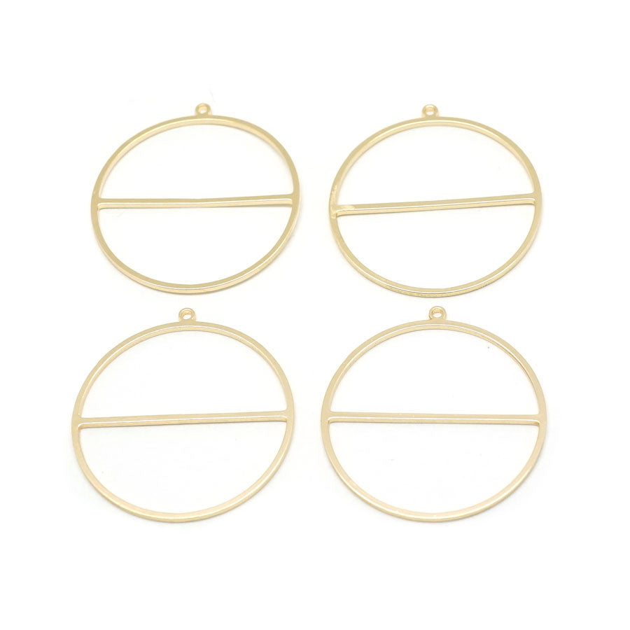 30mm Gold Plated Brass Circle with Bar  Connector Charm - 4 Pack - Goody Beads