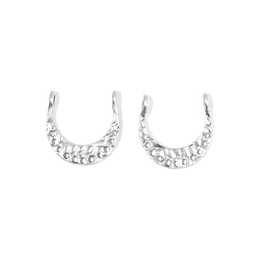 18mm Rhodium Plated Mini U-Shaped Hammered Metal Component - 1 Pair - Goody Beads