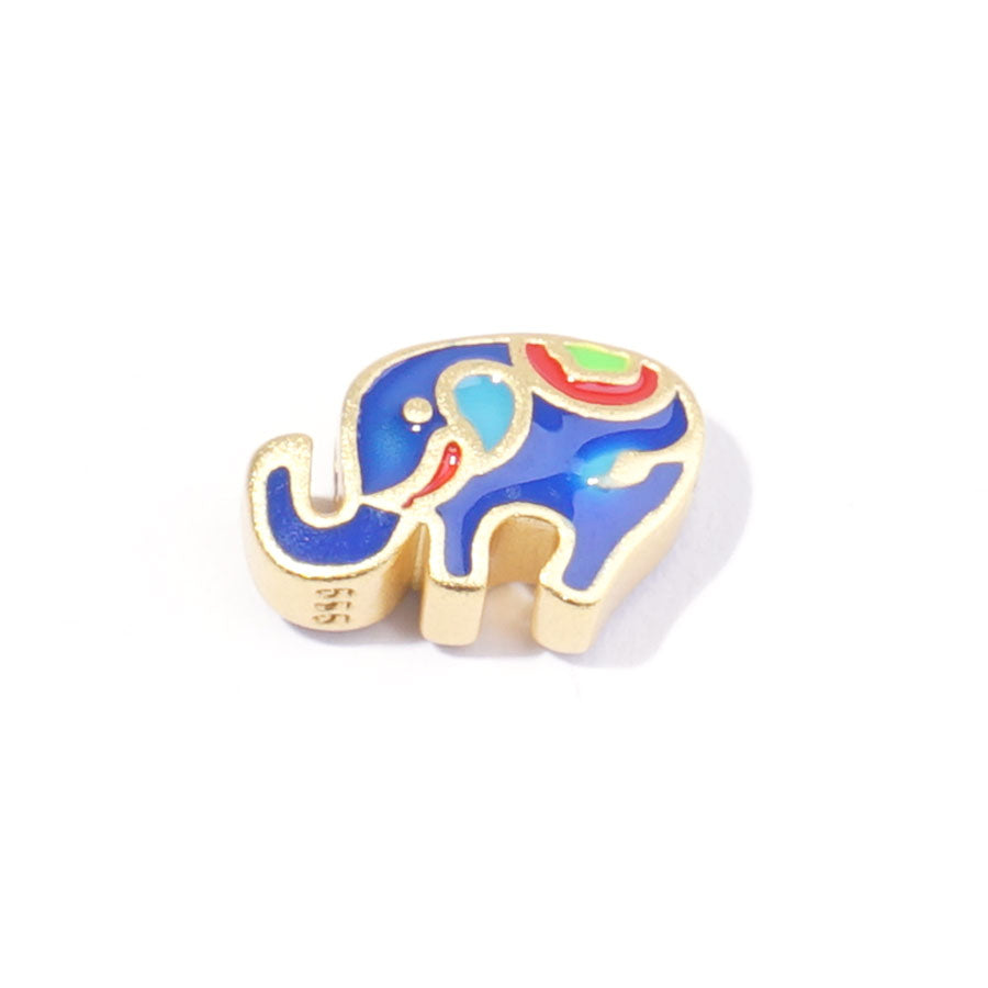 15x11mm Gold Plated Elephant with Enamel Bead - Goody Beads