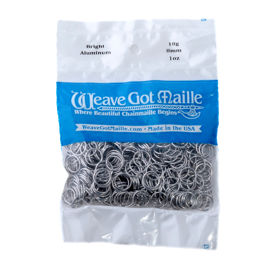 18 Gauge Bright Aluminum Jump Rings by Weave Got Maille - 8mm
