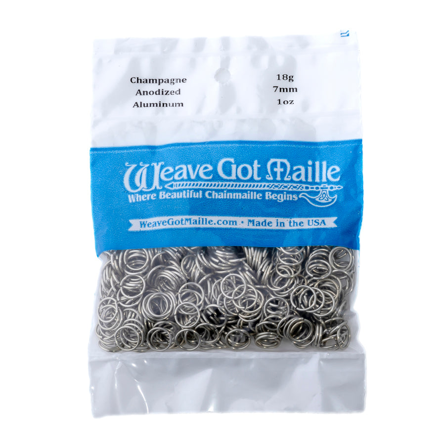 18 Gauge Anodized Aluminum Champagne Jump Rings by Weave Got Maille - 7mm