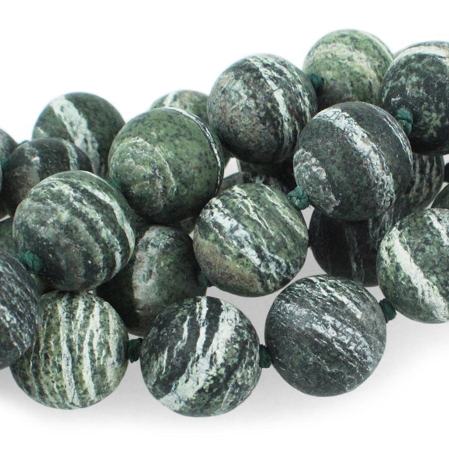 MATTE Zebra Jasper 14mm Round 15-16 Inch