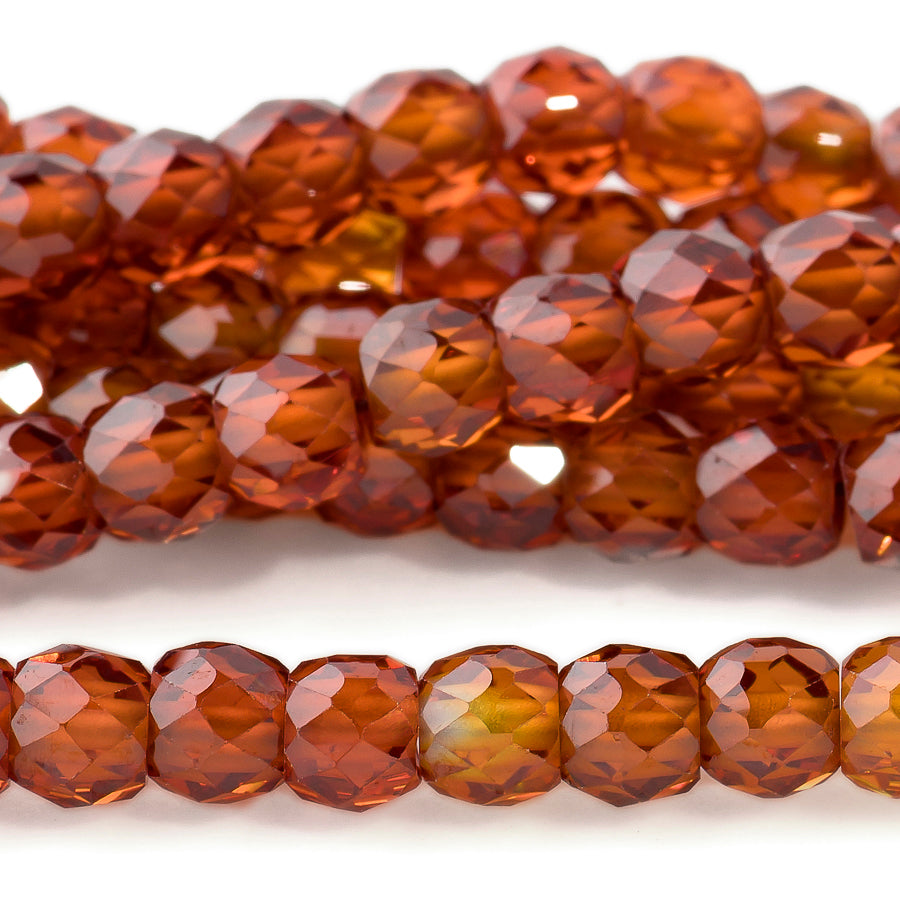 Cubic Zirconia Orange Garnet 3x4mm Rondelle Faceted - 15-16 Inch