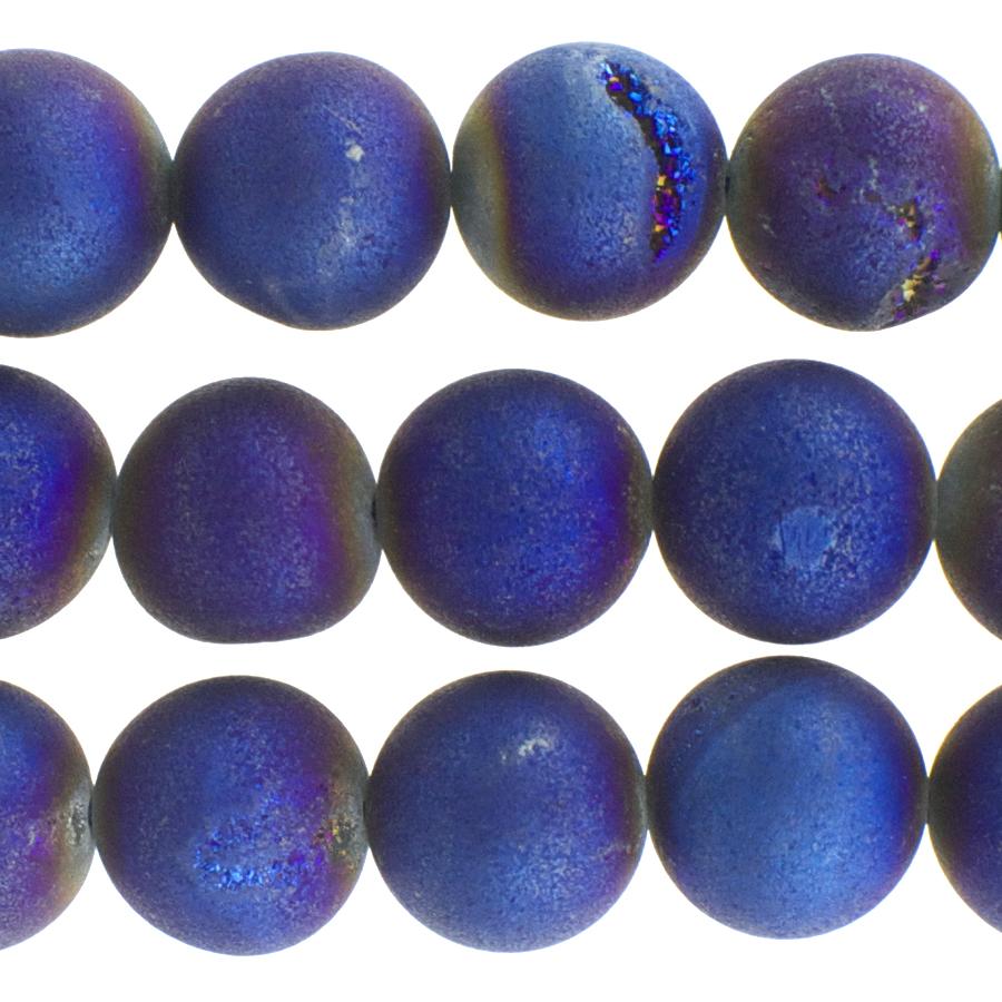 Druzy Agate Midnight Blue 10mm Round 15.8 Inch