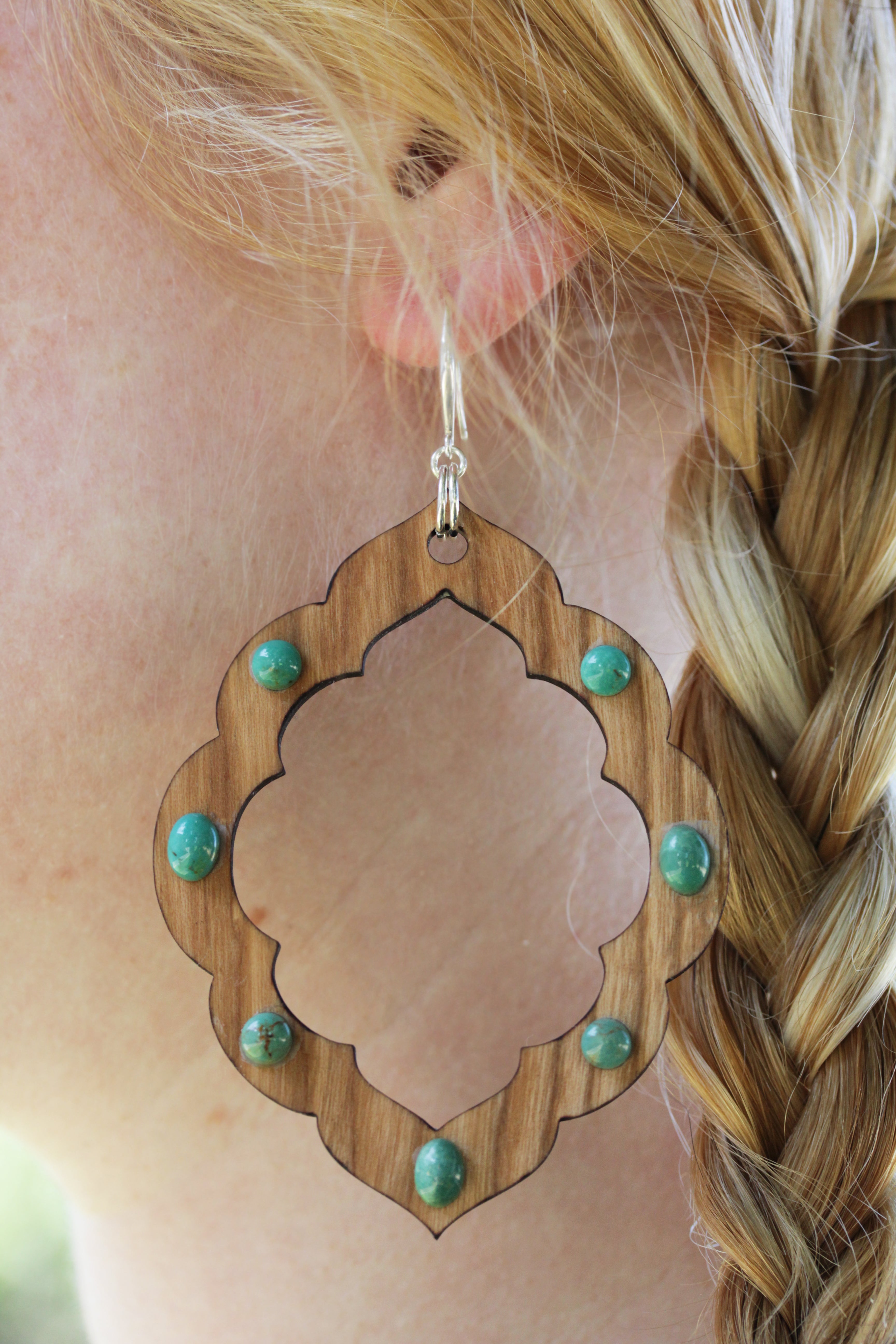 INSTRUCTIONS for DIY Scallop Wood Frame with Natural Chinese Turquoise Cabochons Earrings - Goody Beads