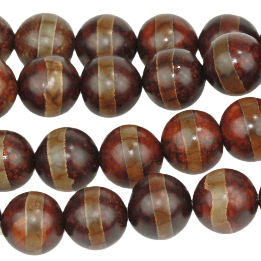 "DZI" Agate Line Pattern 10mm Round 15-16 Inch