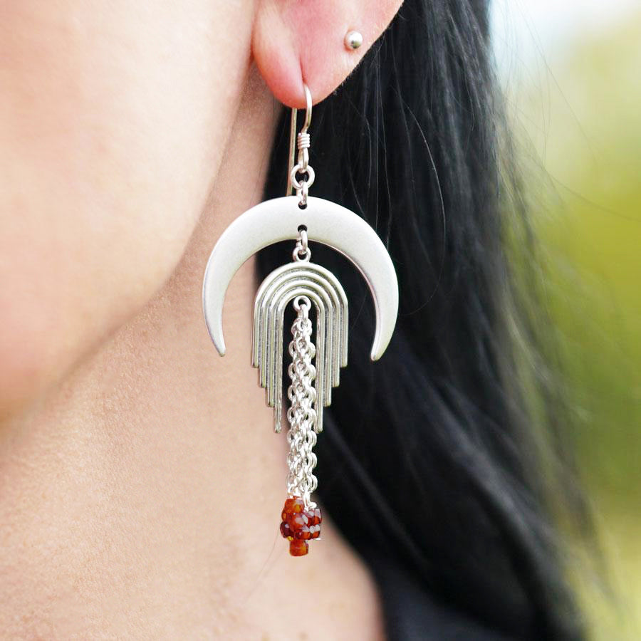 DIY Crescent & Arch Earrings-Silver