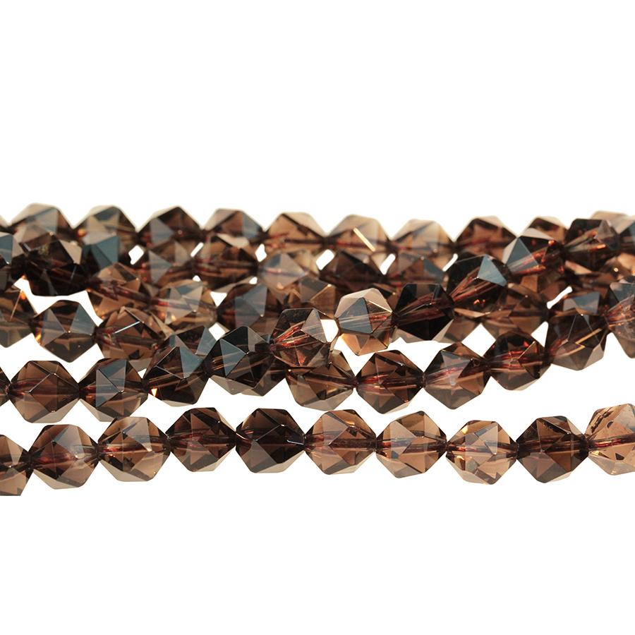 Smoky Quartz 8mm Star Cut Round 15-16 Inch