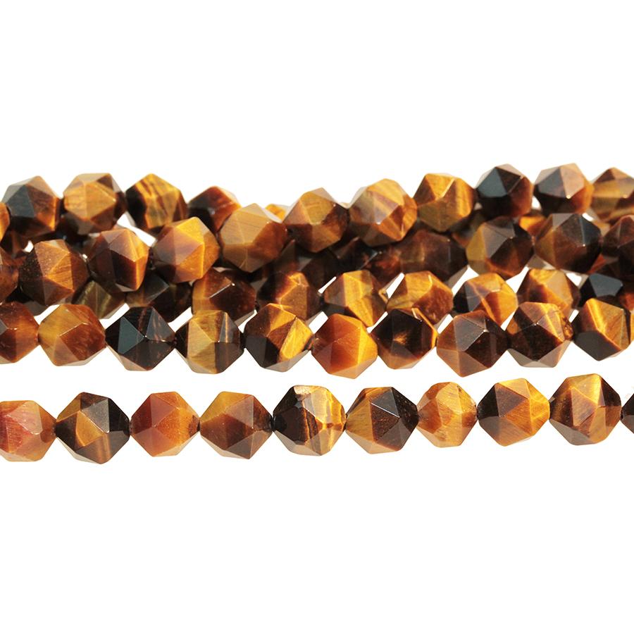 Tiger Eye 8mm Star Cut Round 15-16 Inch